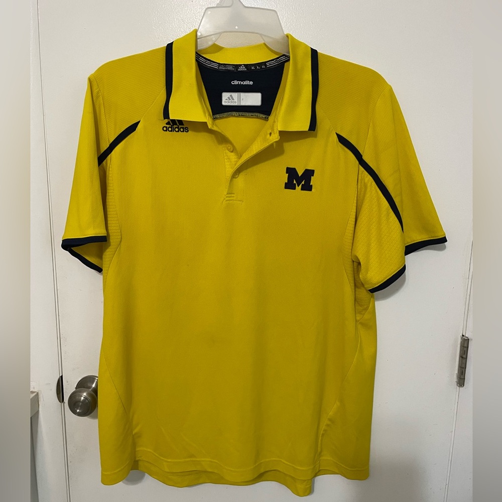 Adidas Climalite U of MI short Sleeve mesh yellow pullover polo shirt Men’s XL